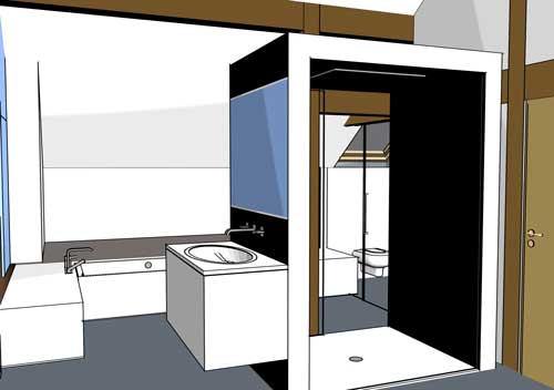 Ein Designbad vom Badplaner in 3d visualisiert und geplant.